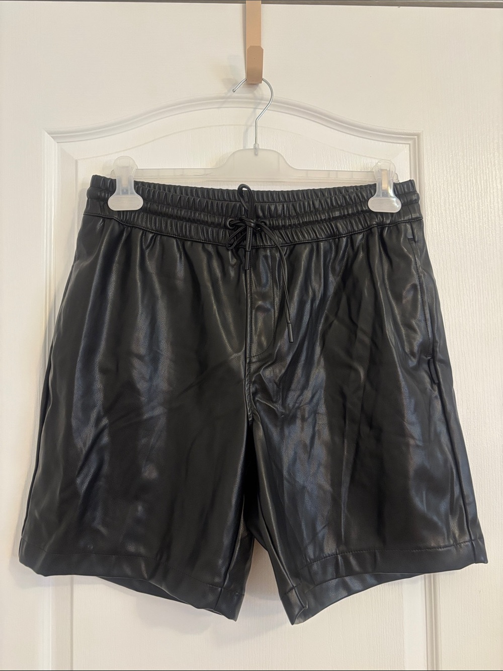 Calvin Klein Jeans Black Faux Leather Shorts
